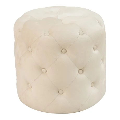 Pouf stool Seval pakoworld velvet cream D49x47cm
