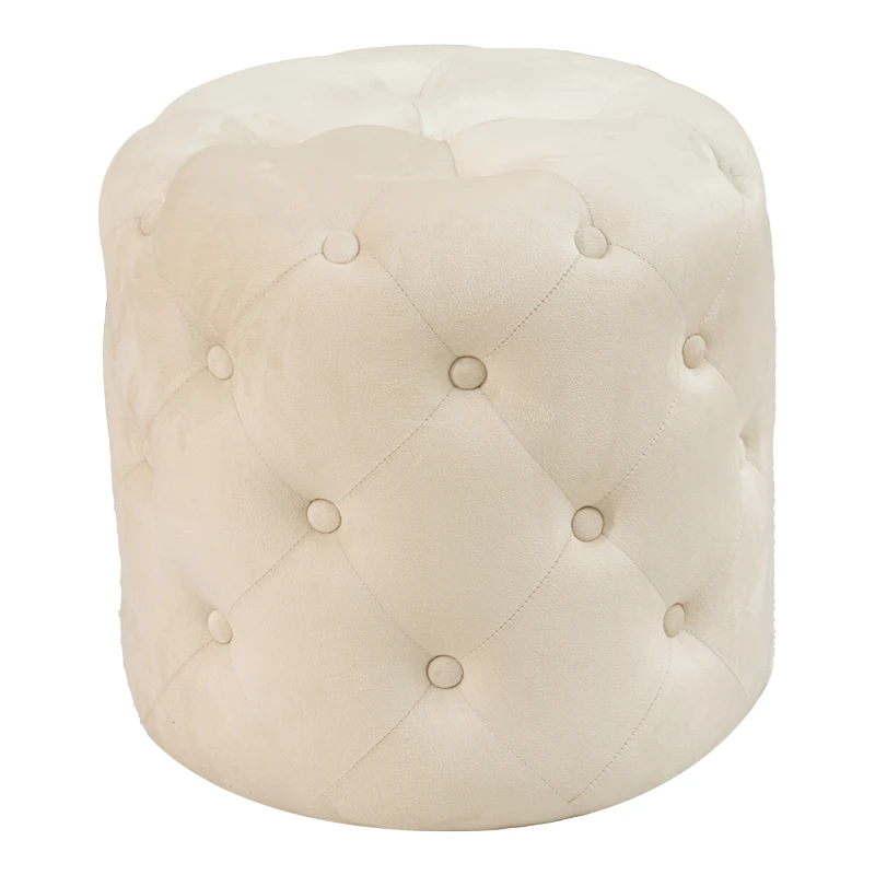 Pouf stool Seval pakoworld velvet cream D49x47cm