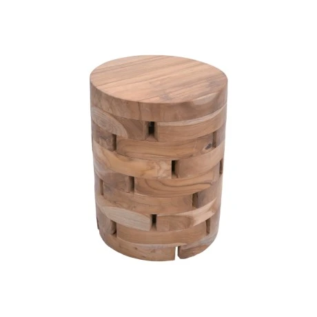 Shard Inart stool natural solid teak wood D35x45cm