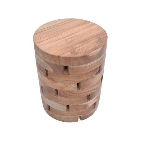 Shard Inart stool natural solid teak wood D35x45cm