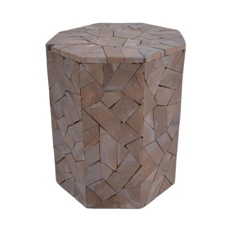 Sity Inart stool gray wash solid suar wood D32x40cm