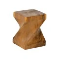 Stool Twister pakoworld suar wood in natural color 30x30x45cm