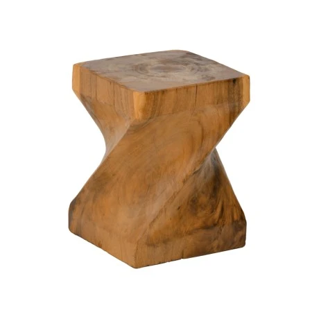 Stool Twister pakoworld suar wood in natural color 30x30x45cm
