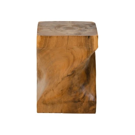 Stool Twister pakoworld suar wood in natural color 30x30x45cm
