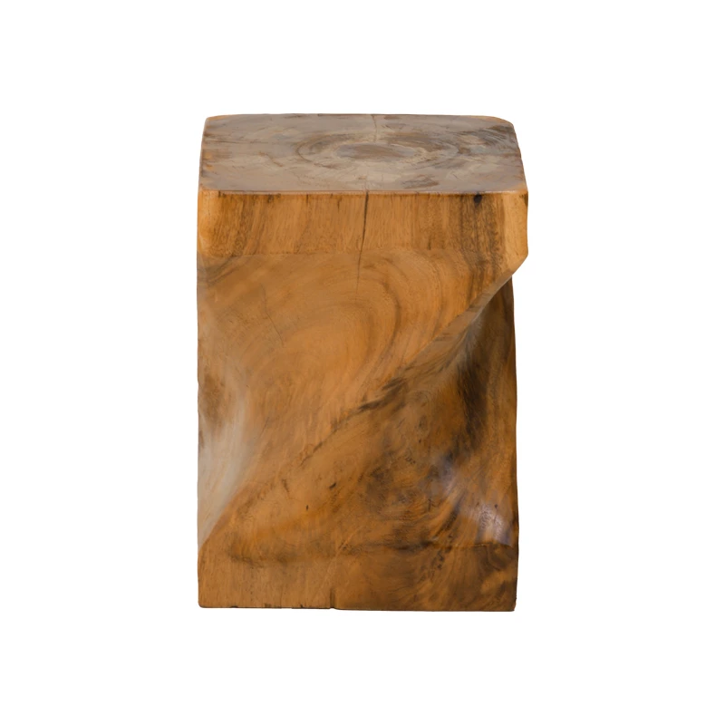 Stool Twister pakoworld suar wood in natural color 30x30x45cm