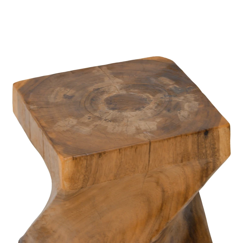 Stool Twister pakoworld suar wood in natural color 30x30x45cm