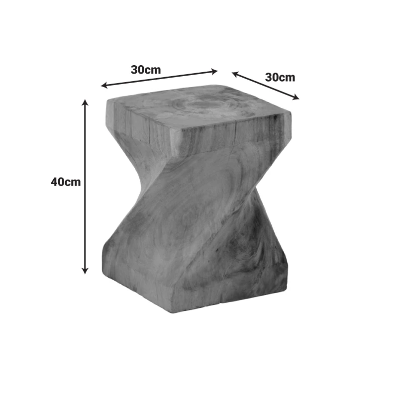 Stool Twister pakoworld suar wood in natural color 30x30x45cm