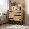 Imena Chest of drawers pakoworld solid Acacia wood in natural shade with black metal legs 80x38x86,5cm