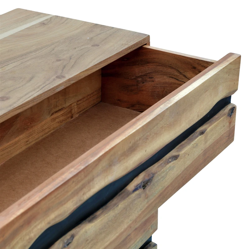 Imena Chest of drawers pakoworld solid Acacia wood in natural shade with black metal legs 80x38x86,5cm