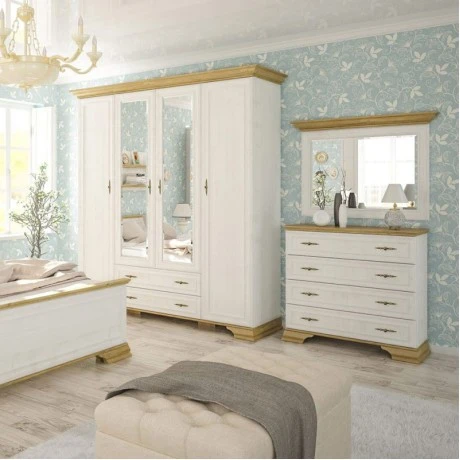 Chest of 4 drawers Jaden pakoworld color golden oak-white antique 93.5x39x88.5cm