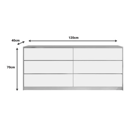 Kuanger pakoworld chest of drawers in white-natural shade 120x40x70cm
