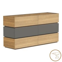 Συρταριέρα Sonlen pakoworld mdf σε ανθρακί-sonoma απόχρωση 120x40x72εκ