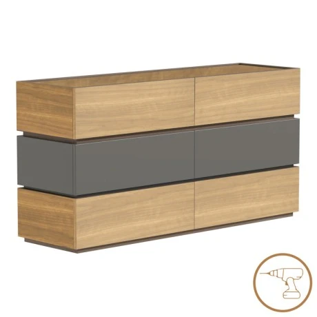 Συρταριέρα Sonlen pakoworld mdf σε ανθρακί-sonoma απόχρωση 120x40x72εκ