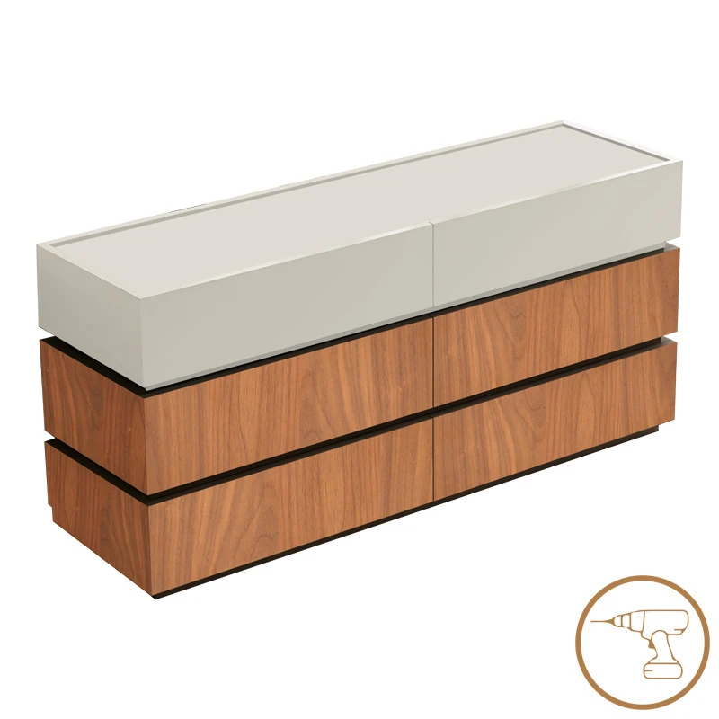 Συρταριέρα Sonlen pakoworld mdf σε καρυδί-μπεζ απόχρωση 120x40x72εκ