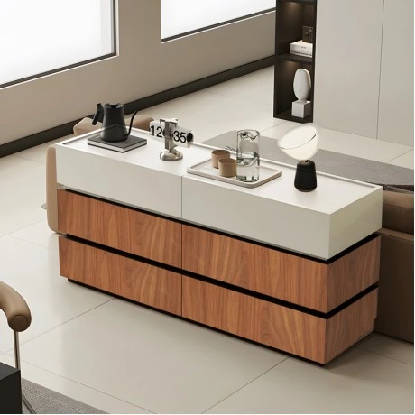 Συρταριέρα Sonlen pakoworld mdf σε καρυδί-μπεζ απόχρωση 120x40x72εκ
