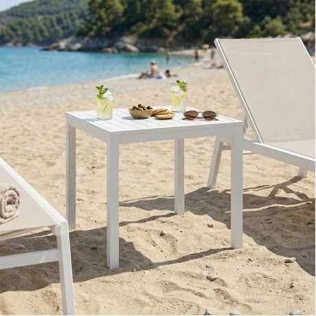 Kliton pakoworld aluminum beach table in white shade 45x45x41cm