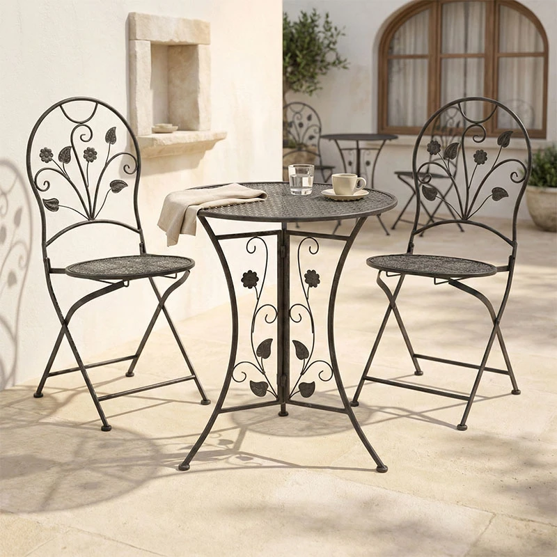 Garden dining set 3pcs Abriel pakoworld anthracite antique metal