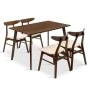 Dining set Benson - Orlean pakoworld 5pcs 120x80x75cm in walnut - beige fabric