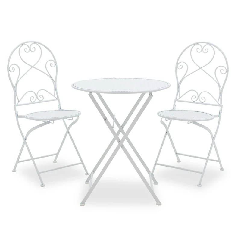 Garden dining set 3pcs Walen pakoworld white metal