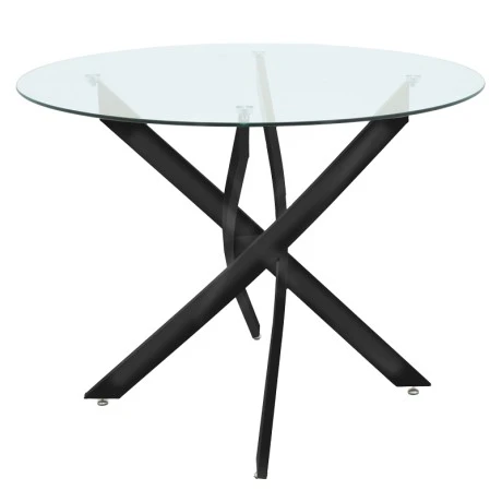 Antoro pakoworld table glass and metal legs in black shade D80x75cm