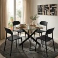 Antoro pakoworld table glass and metal legs in black shade D80x75cm