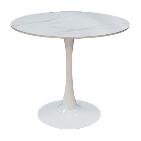 Balou pakoworld table sintered stone in white marble look-white metal base D120x73cm