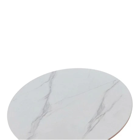 Balou pakoworld table sintered stone in white marble look-white metal base D120x73cm