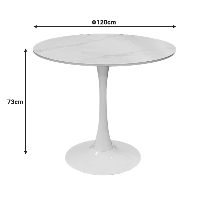 Balou pakoworld table sintered stone in white marble look-white metal base D120x73cm