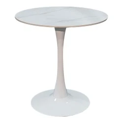 Balou pakoworld table sintered stone in white marble look-white metal base D90x73cm