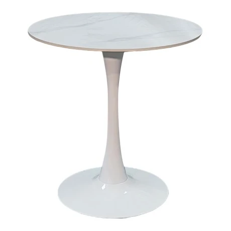 Balou pakoworld table sintered stone in white marble look-white metal base D90x73cm