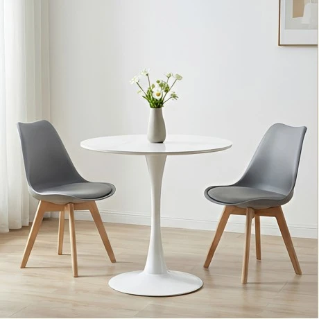 Balou pakoworld table sintered stone in white marble look-white metal base D90x73cm