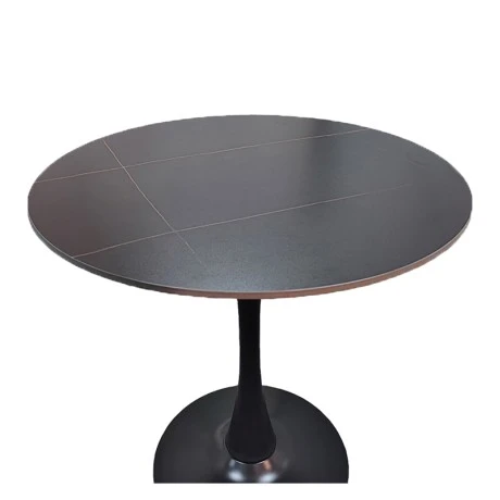 Balou pakoworld table sintered stone in black marble look-black metal base D120x73cm