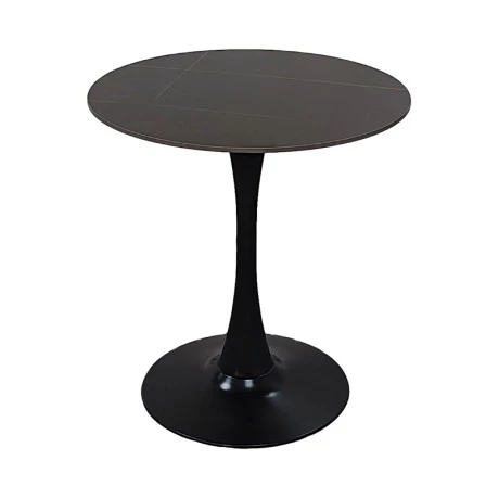 Balou pakoworld table sintered stone in black marble look-black metal base D90x73cm