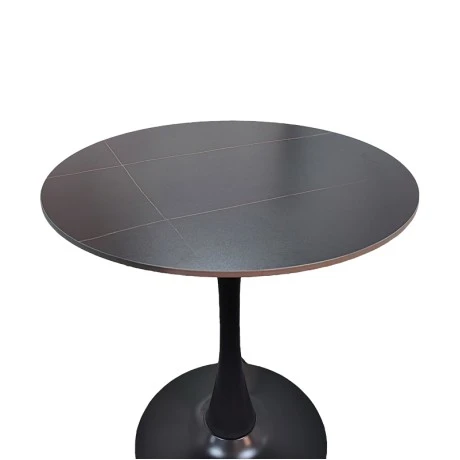Balou pakoworld table sintered stone in black marble look-black metal base D90x73cm