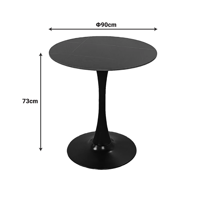 Balou pakoworld table sintered stone in black marble look-black metal base D90x73cm