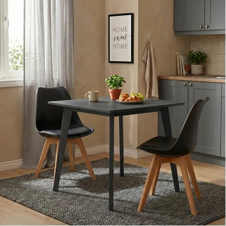 Dining table Benson pakoworld MDF - venner in rustic grey color 80x80x75cm
