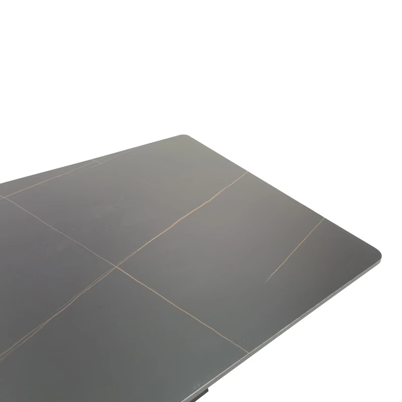 Τραπέζι Bethan pakoworld sintered stone-μέταλλο μαύρο μαρμάρου-μαύρο 160x80x75εκ