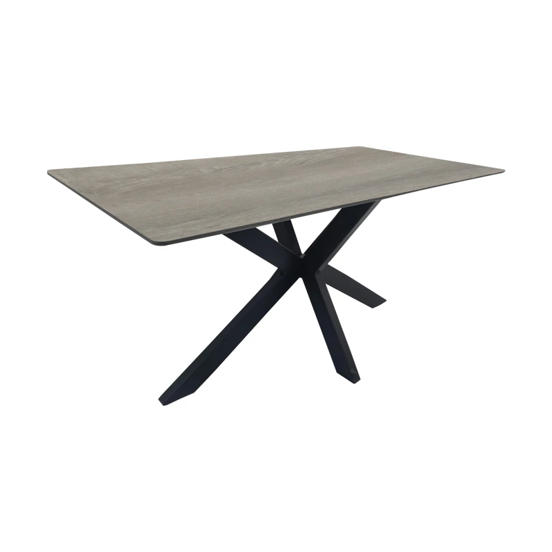 Table Bethan pakoworld sonoma with grey mdf and black metal 160x80x75cm