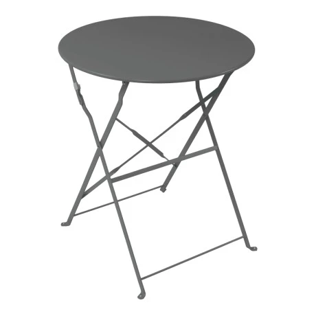 Bistro table pakoworld metal folding in anthracite color D60x71cm