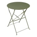 Bistro table pakoworld metal folding in olive green color D60x71cm