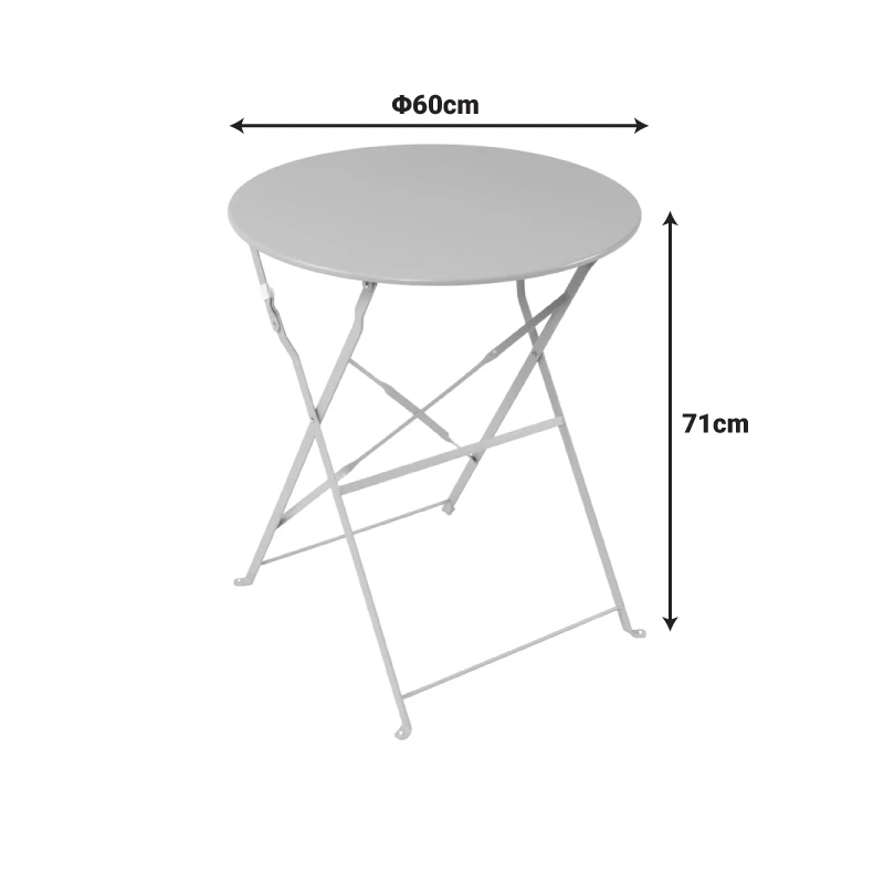 Bistro table pakoworld metal folding in champagne color D60x71cm