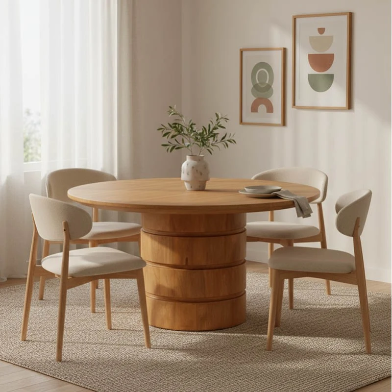 Charmy table pakoworld solid mango wood in natural shade D130x76cm