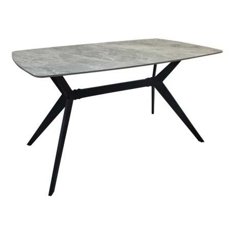 Table Ezali pakoworld sintered stone grey marble look with black metal leg 140x80x75cm