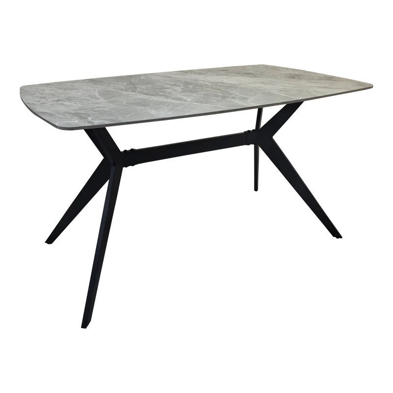 Table Ezali pakoworld sintered stone grey marble look with black metal leg 140x80x75cm