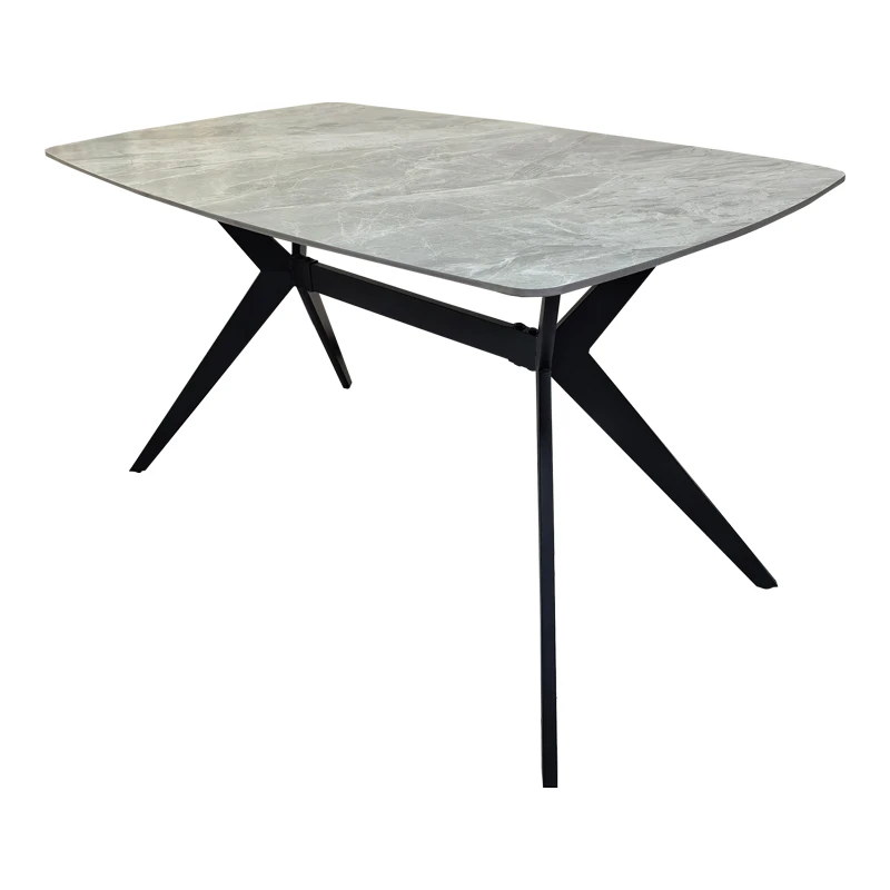 Table Ezali pakoworld sintered stone grey marble look with black metal leg 140x80x75cm