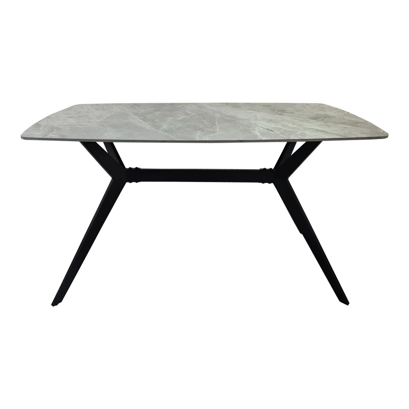 Table Ezali pakoworld sintered stone grey marble look with black metal leg 140x80x75cm
