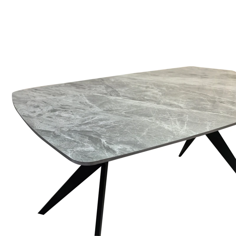 Table Ezali pakoworld sintered stone grey marble look with black metal leg 140x80x75cm