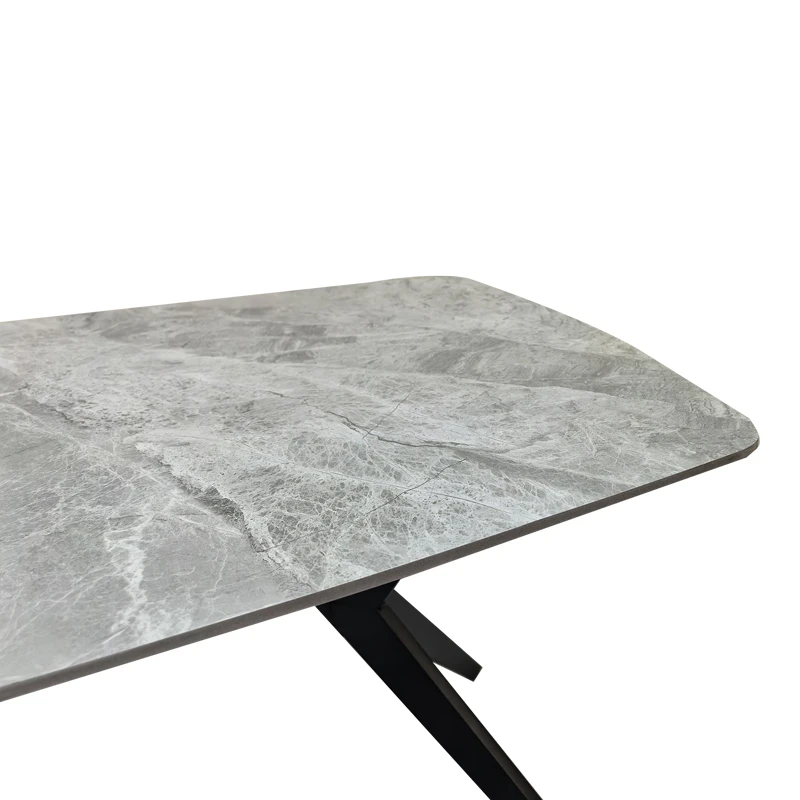 Table Ezali pakoworld sintered stone grey marble look with black metal leg 140x80x75cm