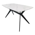 Table Ezali pakoworld sintered stone white matte marble look with black metal leg 140x80x75cm