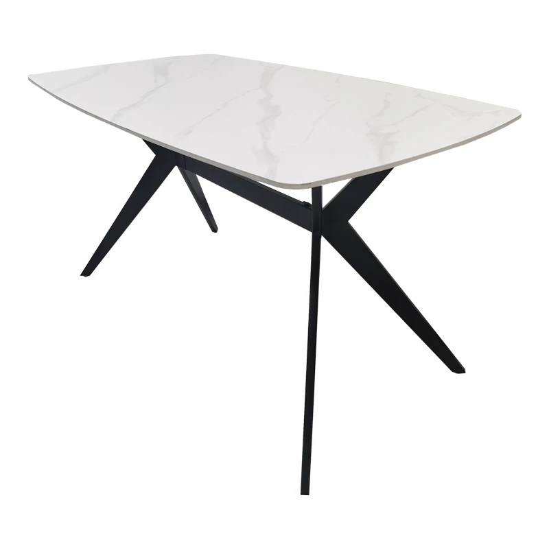 Table Ezali pakoworld sintered stone white matte marble look with black metal leg 140x80x75cm